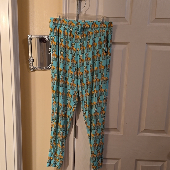 MeUndies Giraffe Print Joggers - Teal and Orange - Picture 1 of 6